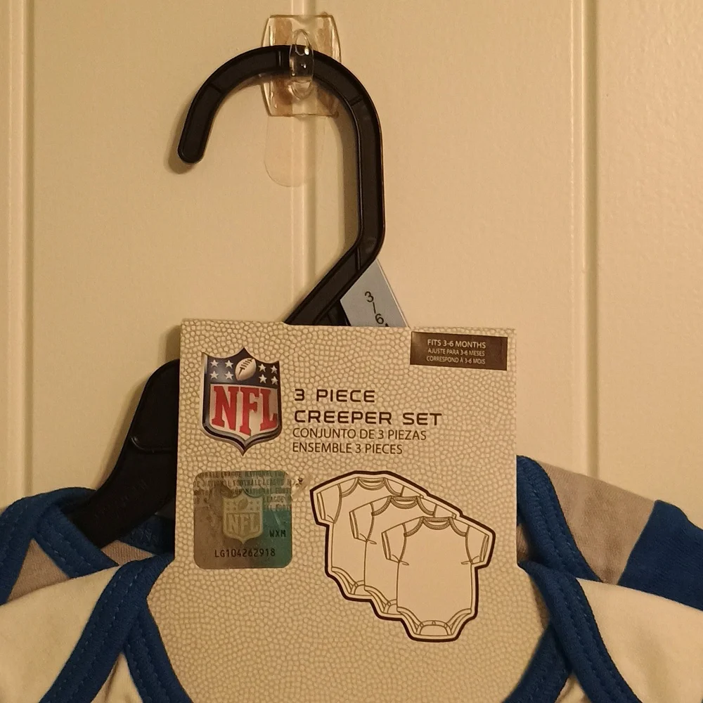 NWT 3-6 Month Detroit Lions Baby Bodysuit 3 Piece Set